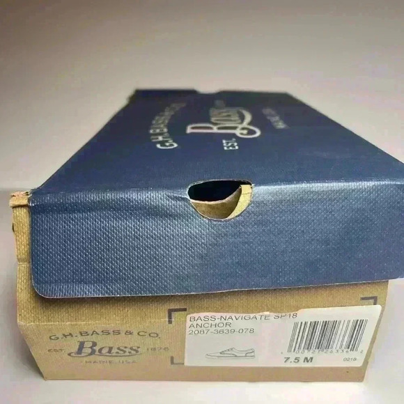 G.H. Bass Navigate Anchor Print Sneakers Boat Shoes Size 7.5 Navy - Picture 8 of 9